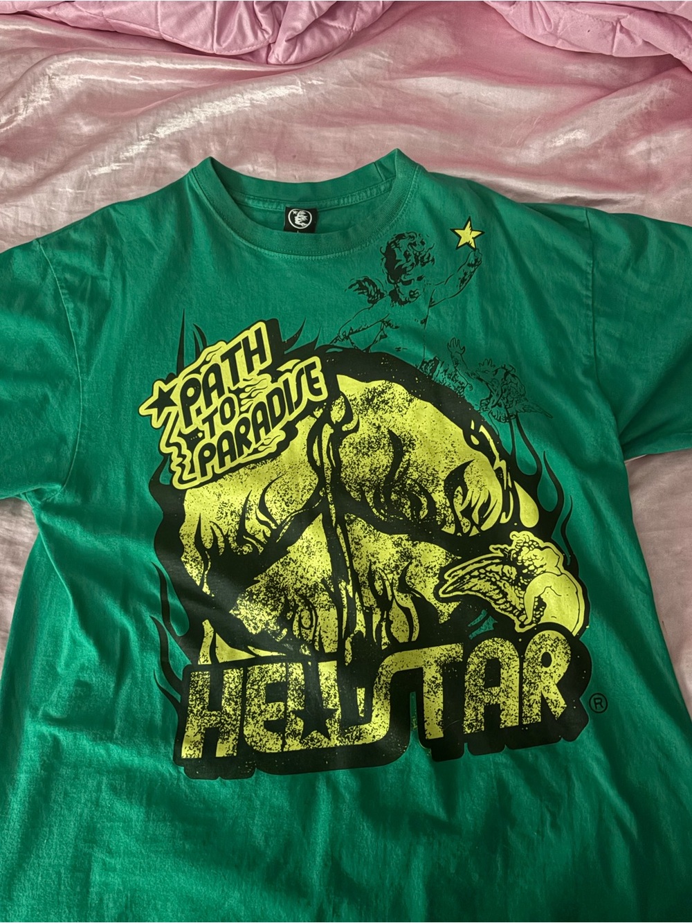 Hellstar Men’s Green Graphic Tee - Path to Paradise Print